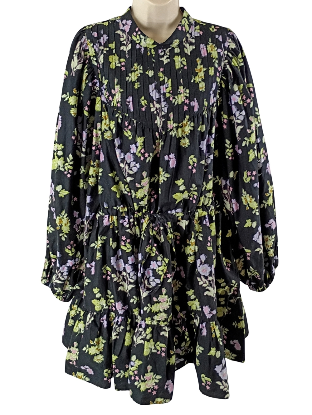 ASOS Black Midi Dress with Lavender and Green Floral Print